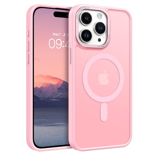 GaoBao für iPhone 15 Pro Max Hülle, Handyhülle iPhone 15ProMax [Kompatibel mit MagSafe] Durchscheinende Matte Magnetische Stoßfeste Anti-Fingerabdruck Hülle für iPhone 15 Pro Max Case, Hell Pink von GaoBao