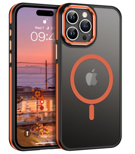 GaoBao für iPhone 15 Pro Max Hülle Kompatibel mit MagSafe Kabellosem Laden, Durchscheinende Matte Magnetische Stoßfeste Schützende Handyhülle für iPhone 15 Pro Max, Orange GaoBao für iPhone 15 Pro Max Hülle Kompatibel mit MagSafe Kabellosem Laden, Durchscheinende Matte Magnetische Stoßfeste Schützende Handyhülle für iPhone 15 Pro Max, Orange von GaoBao