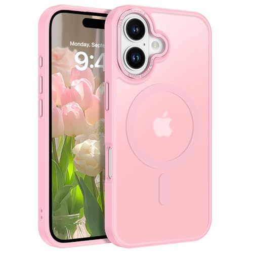 GaoBao für iPhone 16 Hülle, Handyhülle iPhone 16 [Kompatibel mit Magsafe] Durchscheinende Matte Magnetische Stoßfeste Anti-Fingerabdruck Schutzhülle, Handyhülle für iPhone 16 6.1" Case, Hell Pink von GaoBao