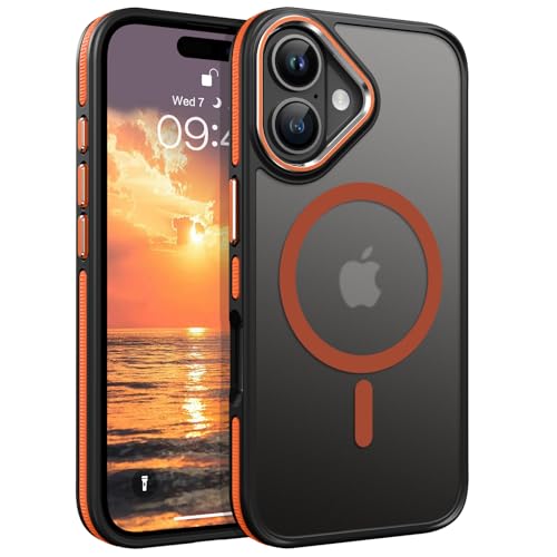 GaoBao für iPhone 16 Plus Hülle, Handyhülle iPhone 16 Plus Kompatibel mit Mag Safe Kabellosem Laden, Durchscheinende Matte Magnetische Stoßfeste Schützende Hülle für iPhone 16 Plus, Orange GaoBao für iPhone 16 Plus Hülle, Handyhülle iPhone 16 Plus Kompatibel mit Mag Safe Kabellosem Laden, Durchscheinende Matte Magnetische Stoßfeste Schützende Hülle für iPhone 16 Plus, Orange von GaoBao