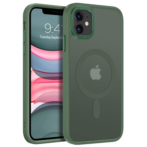 GaoBao iPhone 11 Hülle, Handyhülle iPhone 11 [Kompatibel mit MagSafe] Durchscheinende Matte Magnetische Stoßfeste Anti-Fingerabdruck Schutzhülle, Handyhülle iPhone 11 für iPhone 11 6.1" Case, Grün von GaoBao