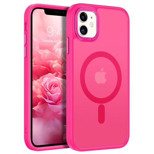 GaoBao iPhone 11 Hülle, Handyhülle iPhone 11 [Kompatibel mit MagSafe] Durchscheinende Matte Magnetische kabelloses Laden Eckenschutz Stoßfeste Schützende Schutzhülle Hülle für iPhone 11, Rose Rot von GaoBao