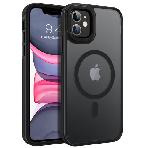 GaoBao iPhone 11 Hülle, Handyhülle iPhone 11 Kompatibel mit MagSafe Kabellosem Laden, Durchscheinende Matte Magnetische Stoßfeste Schützende Schutzhülle Hülle für iPhone 11 6.1", Schwarz von GaoBao