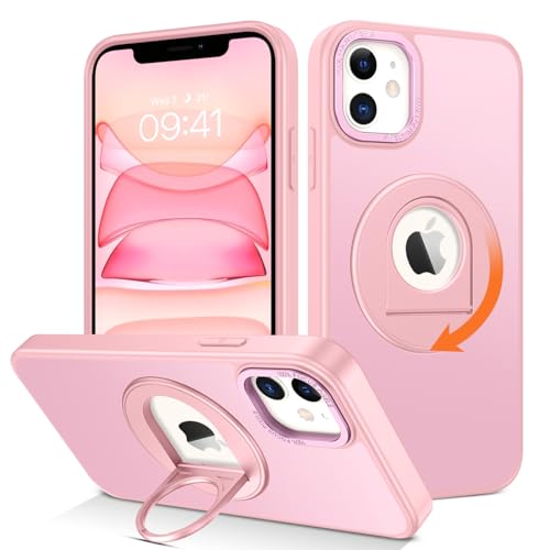 GaoBao iPhone 11 Hülle Kompatibel mit Magsafe, Hülle iPhone XR Handyhülle iPhone 11, 360 Rotatable Ring Ständer Weicher TPU-Stoßdämpfer Magnetischer Cover Case für iPhone 11/XR 6.1", Rosa von GaoBao