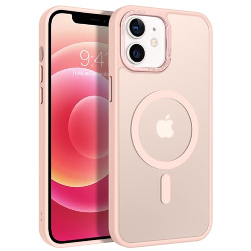 GaoBao für iPhone 12 Hülle, iPhone 12 Pro Hülle [Kompatibel mit MagSafe] Durchscheinende Matte Magnetische Stoßfeste Anti-Fingerabdruck Schutzhülle, Handyhülle iPhone 12/iPhone 12 Pro, Rosa von GaoBao