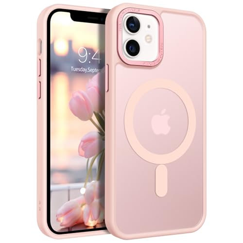 GaoBao iPhone 12 Mini Hülle, Handyhülle iPhone 12 Mini [Kompatibel mit MagSafe] Durchscheinende Matte Magnetische Stoßfeste Anti-Fingerabdruck Schutzhülle für iPhone 12 Mini Case, Rosa von GaoBao