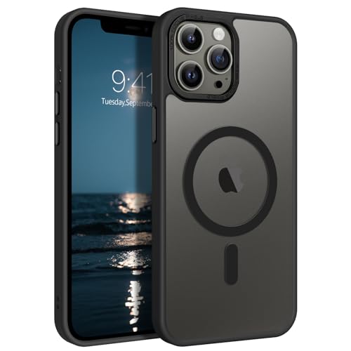 GaoBao für iPhone 12 Pro Max Hülle, Handyhülle iPhone 12 Pro Max [Kompatibel mit MagSafe] Durchscheinende Matte Magnetische Stoßfeste Anti-Fingerabdruck Hülle für iPhone 12 Pro Max Case, Schwarz von GaoBao