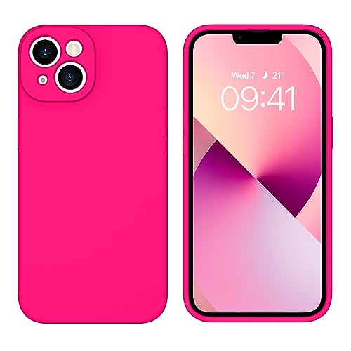 GaoBao iPhone 13 Hülle, Handyhülle iPhone 13 Flüssiger Silikon-Gummi-Gel-TPU-Stoßfänger, Ganzkörperschutz, schlanker, Rutschfester Kameraschutz eckenschutz Schutzhülle iPhone 13, Heißes Pink von GaoBao