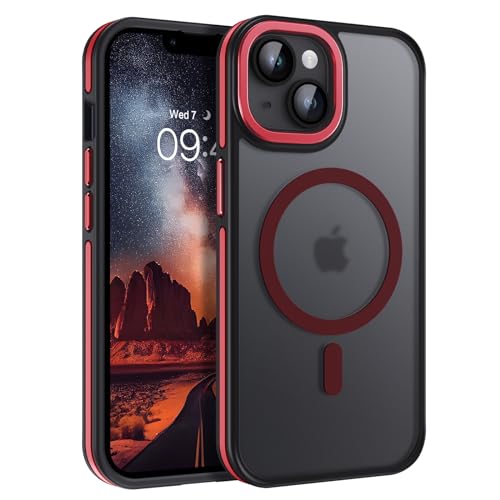 GaoBao iPhone 13 Hülle, Handyhülle iPhone 13 Kompatibel mit MagSafe Kabellosem Laden, Durchscheinende Matte Magnetische Stoßfeste Schützende Schutzhülle Hülle für iPhone 13 6.1", Rot von GaoBao