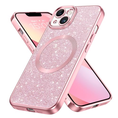 GaoBao iPhone 13 Hülle Glitzer, Handyhülle iPhone 13 Glitzer für MagSafe, Keine Vergilbung, Kratzfeste, Dünn Weiches TPU Stoßfeste Ganzkörperschutz Glitzer Hülle für iPhone 13 6.1", Rosa von GaoBao