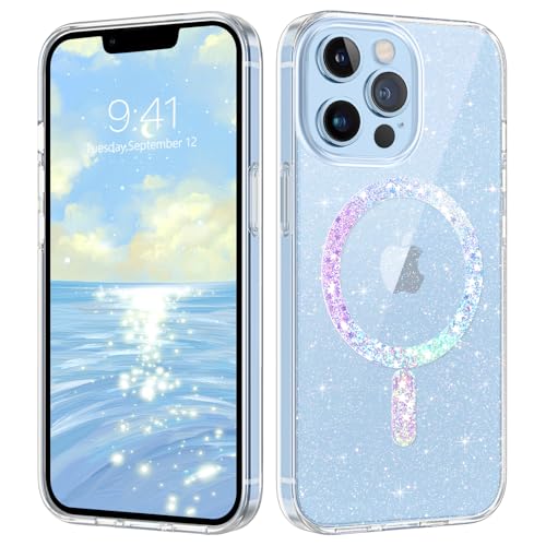 GaoBao iPhone 13 Pro Hülle, Handyhülle iPhone 13 Pro, Klar Glitzer Kompatibel mit MagSafe Stoßfeste Schutzhülle Soft TPU Gel Magnetische Hülle für iPhone 13 Pro 6.1 Zoll, Transparent von GaoBao