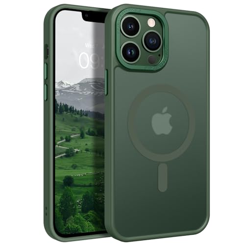 GaoBao iPhone 13 Pro Hülle, Handyhülle iPhone 13 Pro [Kompatibel mit MagSafe] Durchscheinende Matte Magnetische Stoßfeste Anti-Fingerabdruck Schutzhülle für iPhone 13 Pro Case, Grün von GaoBao