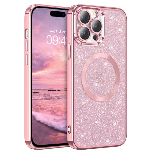 GaoBao iPhone 14 Pro Hülle Glitzer, Handyhülle iPhone 14 Pro Glitzer für MagSafe, Keine Vergilbung, Kratzfeste, Dünn Weiches TPU Stoßfeste Ganzkörperschutz Glitzer Hülle für iPhone 14 Pro, Rosa von GaoBao