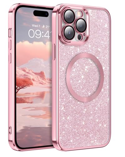 GaoBao iPhone 14 Pro Max Hülle Glitzer, Handyhülle iPhone 14 Pro Max für MagSafe, Keine Vergilbung, Kratzfeste, Dünn Weiches TPU Stoßfeste Ganzkörperschutz Hülle für iPhone 14 Pro Max 6.7", Rosa von GaoBao