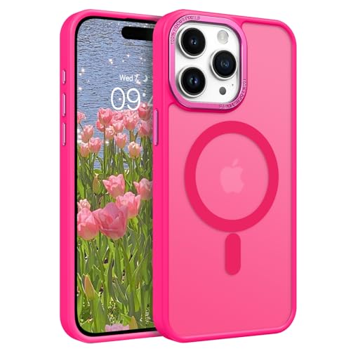 GaoBao iPhone 15 Pro Max Hülle, Handyhülle iPhone 15 Pro Max [Kompatibel mit MagSafe] Durchscheinende Matte Magnetische Stoßfeste Anti-Fingerabdruck Schutzhülle für iPhone 15 Pro Max Case, Rose Rot von GaoBao