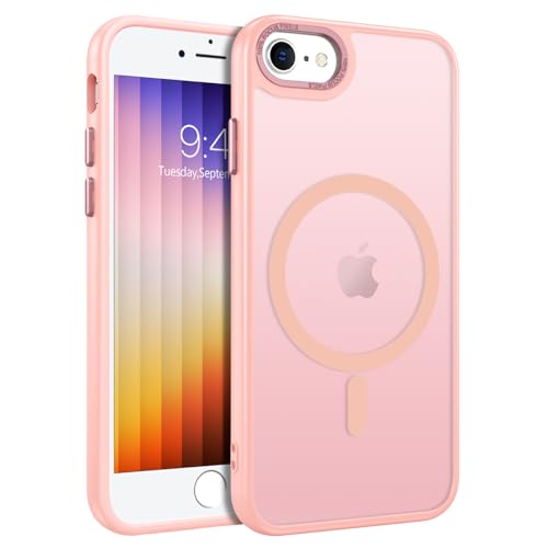 GaoBao iPhone SE Hülle, iPhone 8 Hülle [Kompatibel mit Magsafe] Durchscheinende Matte Magnetische Stoßfeste Anti-Fingerabdruck Schutzhülle für Handyhülle iPhone SE 2022/SE 2020/8/7, Rosa von GaoBao