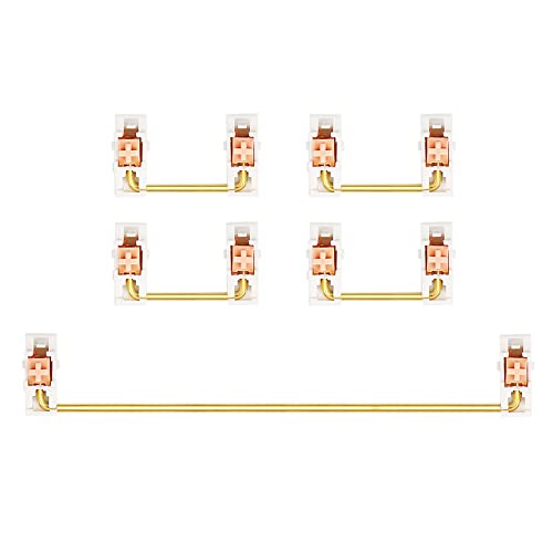 Gaoominy Gold ÜBerzogen, Platten Montierter Stabilisator für die Benutzerdefinierte Mechanische Tastatur 2U 6,25U (1+4, Weiß Rosa) von Gaoominy