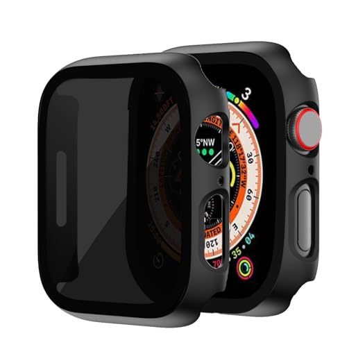 Gaostone 2 Stück Displayschutzfolie für Apple Watch Serie 9/8/7, 45 mm, Sichtschutz, Hart-PC, kratzfest, [Anti-Peeping], 9H gehärtetes Glas, Schutzhülle für iWatch 9/8/7, Schwarz von Gaostone