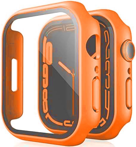 Gaostone Displayschutzfolie für Apple Watch Serie 9, Serie 8, Serie 7, 41 mm, Hart-PC, kratzfest, blasenfrei, Schutzhülle für iWatch 9/8/7, Orange, 2 Stück von Gaostone