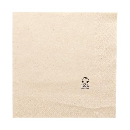 100 Stück Ecolabel-Servietten, 2-lagig, 18 g/m2, 30 x 30 cm, naturfarben, recycelt von Garcia de Pou