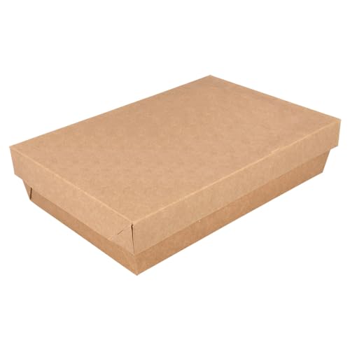 25 Stück – Kisten und Deckel 'Thepack' 1300 ml, 240 g/m² + 12 PP, 21 x 14 x 5 cm, natürliche Wellpappe, Nano-Mikro von Garcia de Pou