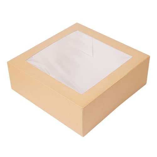 50 Stück - Gebäckschachteln mit Fenster 'Thepack' 240 g/m2 + Opp 28 x 28 x 10 cm, Natur, Wellpappe Nano-Micro von García de Pou