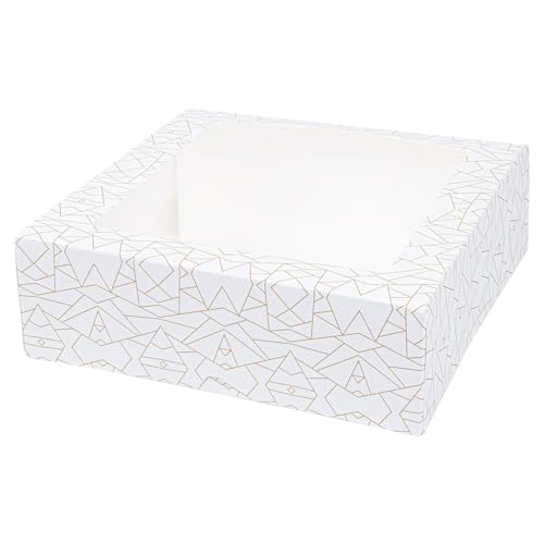 García de Pou - 50 Stück - Gebäckdosen mit Fenster 'Thepack' 250 g/m2 + Opp 23 x 23 x 7,5 cm, weiß, gewellter Nano-Mikrokarton von García de Pou