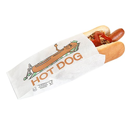Garcia de Pou 500 Einheit fettdicht Hot Dog Staubbeutel 34 GSM in Box, 7 + 5 x 18 cm, greasproof Pergament, weiß, 7 X 18 x 30 cm von Garcia de Pou