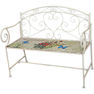 Garden Pleasure Gartenbank FLORAL 950468 altweiß Metall 110,0 cm von Garden Pleasure