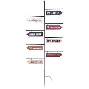 Garden Pleasure Gartendeko PARADIES Metall bunt Wegweiser: rechteckig 23,5×6,0×0,1 cm (LxBxH) 54,0 x 125,0 cm von Garden Pleasure