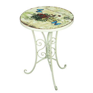 Garden Pleasure Gartentisch FLORAL altweiß rund Ø38 x Ø38 x 53,0 cm von Garden Pleasure