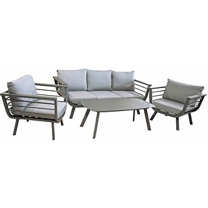 Garden Pleasure Loungegruppe Elia hellgrau, dunkelgrau Metall, 14-teilig von Garden Pleasure