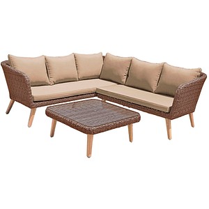 Garden Pleasure Loungegruppe PAMPLONA beige, braun Kunststoff, 10-teilig von Garden Pleasure