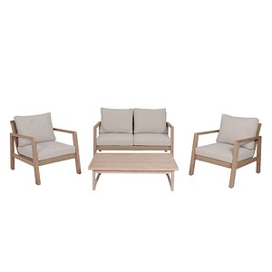 Garden Pleasure Loungegruppe SAN MATEO beige, braun Holz, 4-teilig von Garden Pleasure