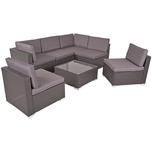 Garden Pleasure Loungegruppe Sansibar grau, silber Kunststoff, Metall, 18-teilig von Garden Pleasure