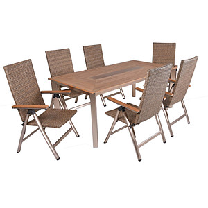 Garden Pleasure Sitzgruppe FLORENCE, silber Kunststoff, Metall, 7-teilig von Garden Pleasure