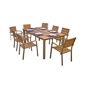 Garden Pleasure Sitzgruppe FLORENCE, silber Kunststoff, Metall, 9-teilig von Garden Pleasure
