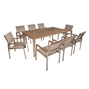 Garden Pleasure Sitzgruppe FLORENCE, silber Kunststoff, Metall, 9-teilig von Garden Pleasure