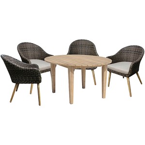 Garden Pleasure Sitzgruppe PUEBLO/ ARVADA taupe, natur Kunststoff, Holz, 5-teilig von Garden Pleasure