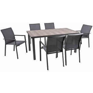 Garden Pleasure Sitzgruppe Rana grau, anthrazit Kunststoff, Metall, 7-teilig von Garden Pleasure