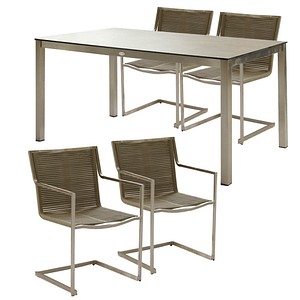 Garden Pleasure Sitzgruppe Sienna, grau Kunststoff, Metall, 5-teilig von Garden Pleasure