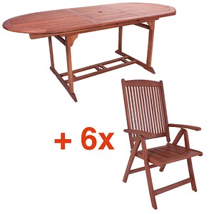 Garden Pleasure Sitzgruppe Stockholm, braun Holz, 7-teilig Garden Pleasure Sitzgruppe Stockholm, braun Holz, 7-teilig von Garden Pleasure