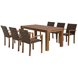 Garden Pleasure Sitzgruppe TOPEKA, coffee Kunststoff, Holz, 7-teilig Garden Pleasure Sitzgruppe TOPEKA, coffee Kunststoff, Holz, 7-teilig von Garden Pleasure