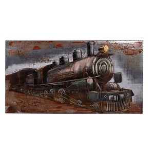 Garden Pleasure Wandbild 3D Dampflok, Metall von Garden Pleasure