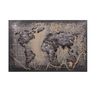 Garden Pleasure Wandbild 3D Weltkarte grau, Metall von Garden Pleasure