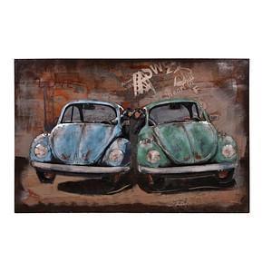 Garden Pleasure Wandbild 3D blaue Autos, Metall von Garden Pleasure