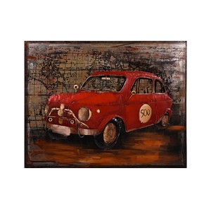 Garden Pleasure Wandbild 3D rotes Auto, Metall von Garden Pleasure