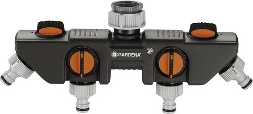 Gardena 08194-20 4-Wege-Verteiler Steckkupplung, 26,44mm (3/4 ) AG, 33,25mm (1 ) AG mit Regulierv von Gardena