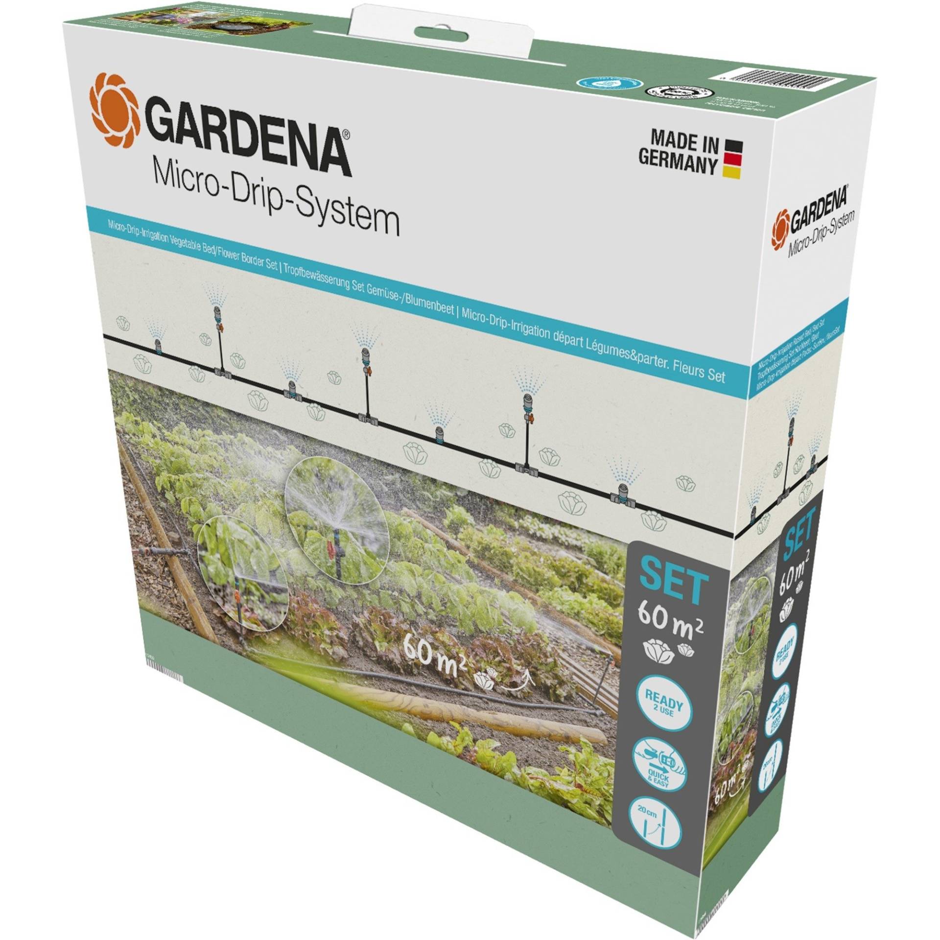 Micro-Drip-System Tropfbewässerung Set Gemüse-/Blumenbeet 60m², Tropfer von Gardena
