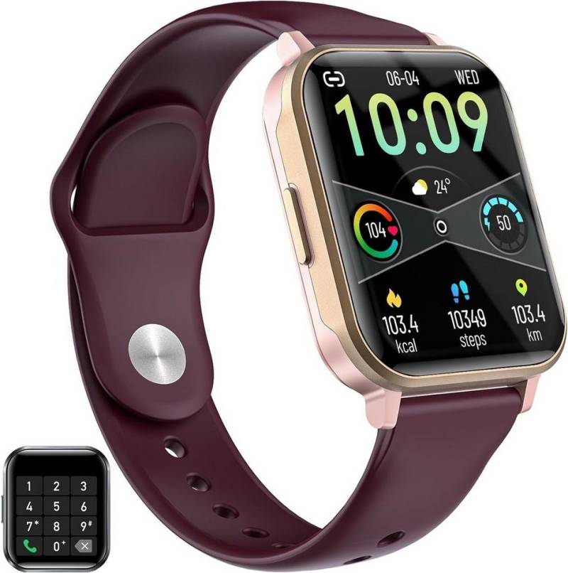 Gardien Smartwatch (iOS Android), mit Telefonfunktion Fitness Armbanduhr 100+ Sportmodi Pulsuhr Stoppuhr von Gardien